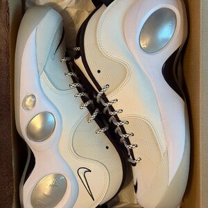 Nike White and Metallic Silver Sneakers